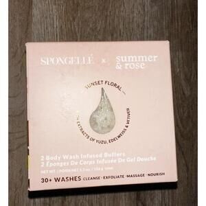 Spongelle Summer And Rose Washes Cleanse Exfoliate Body Infused Buffers 2 Pack